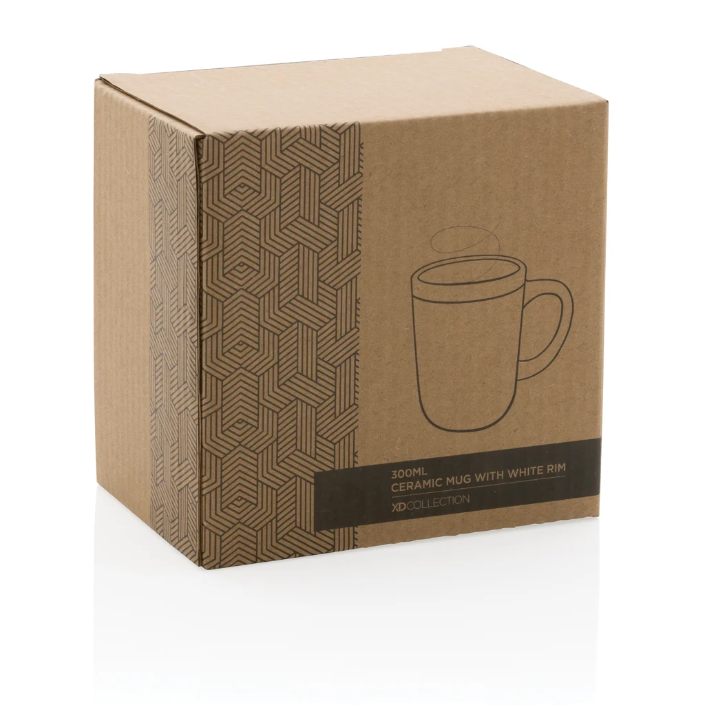 Keramische mok met witte rand 300 ml.