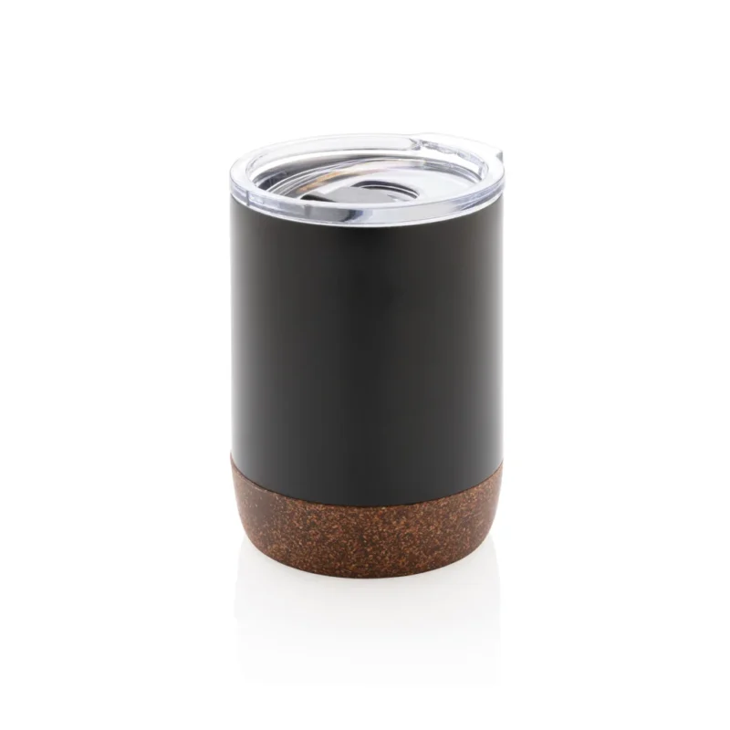 RCS gerecycled roestvrijstalen koffiebeker met kurk zwart