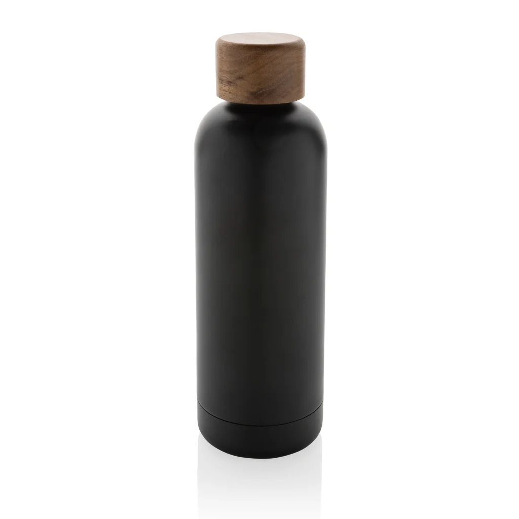 Wood RCS-gecertificeerde gerecycled rvs vacuümfles zwart