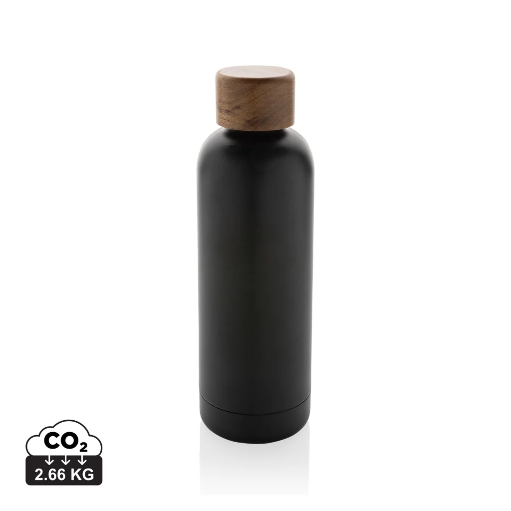 Wood RCS-gecertificeerde gerecycled rvs vacuümfles zwart