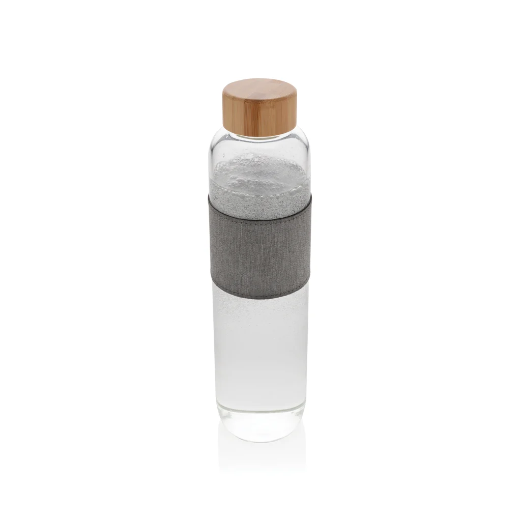 Impact borosilicaat glazen fles met bamboe deksel