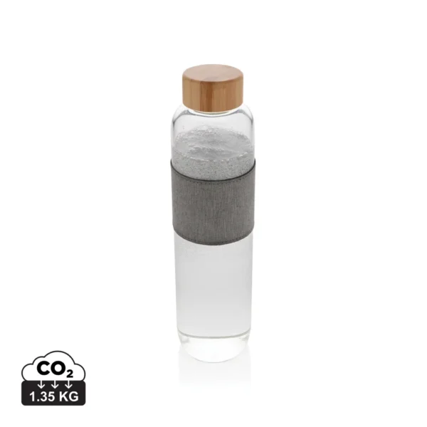 Impact borosilicaat glazen fles met bamboe deksel transparant, grijs