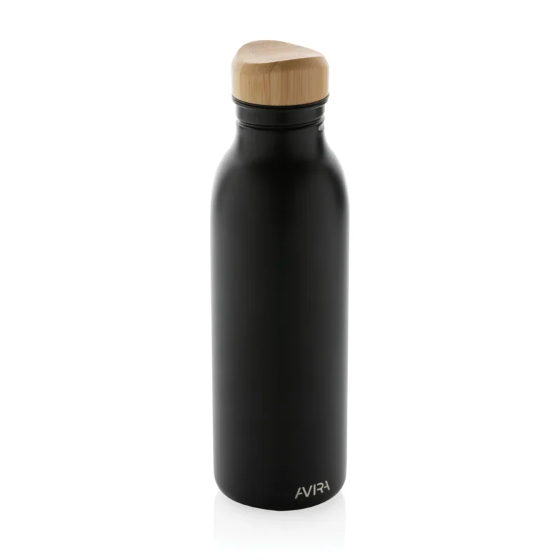 Avira Alcor RCS gerecycled RVS enkelwandige waterfles 600ML zwart