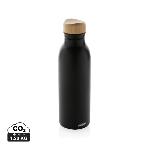Avira Alcor RCS gerecycled RVS enkelwandige waterfles 600ML zwart