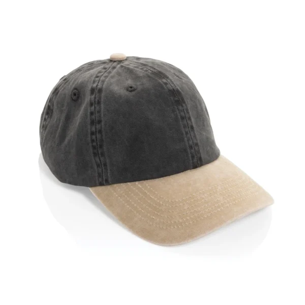BEAU AWARE™ Washed 6 panel 270gsm cotton twill two tone cap zwart