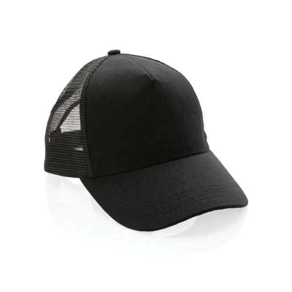 Impact AWARE™ 5 panel recycled katoenen truckercap zwart