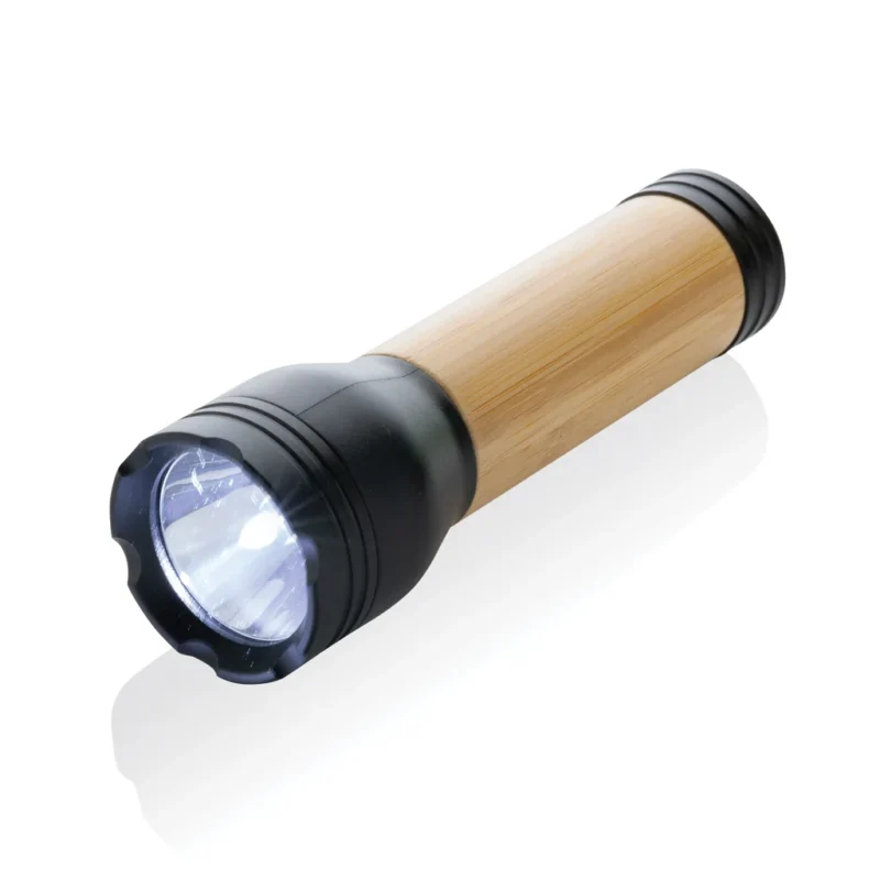 Lucid 3W RCS gerecycled plastic & bamboo zaklamp zwart, bruin