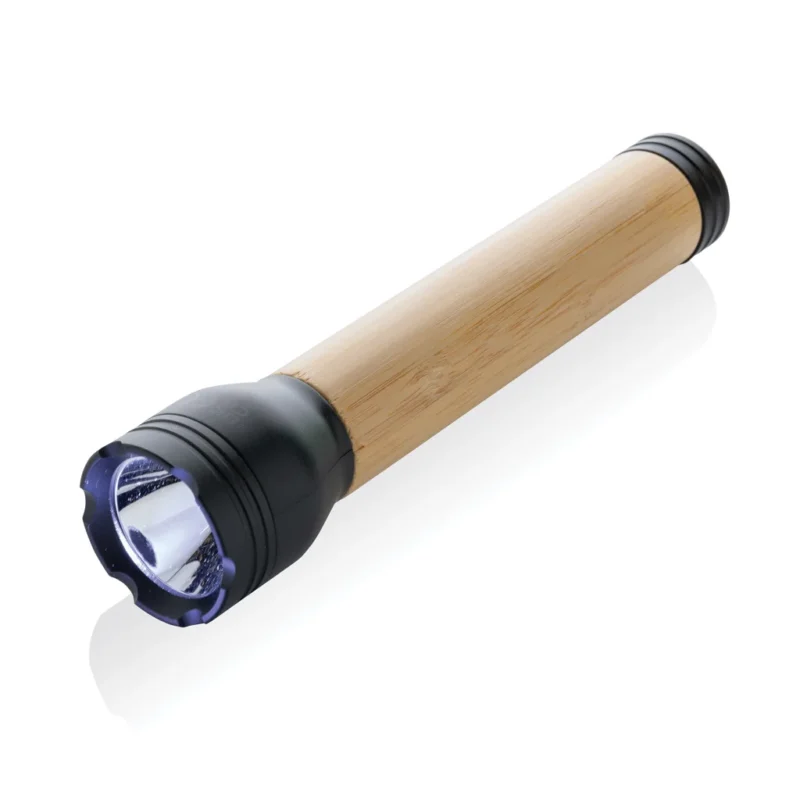 Lucid 5W zaklamp van RCS gerecycled plastic en bamboe zwart, bruin