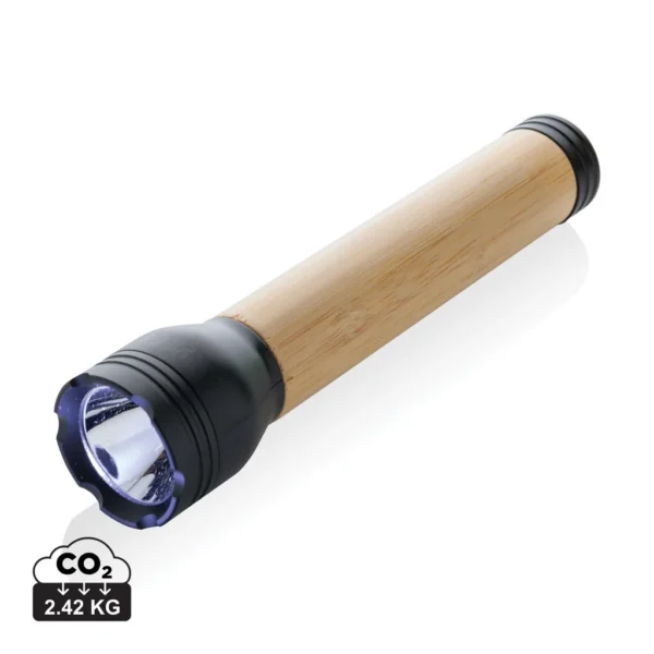 Lucid 5W zaklamp van RCS gerecycled plastic en bamboe zwart, bruin