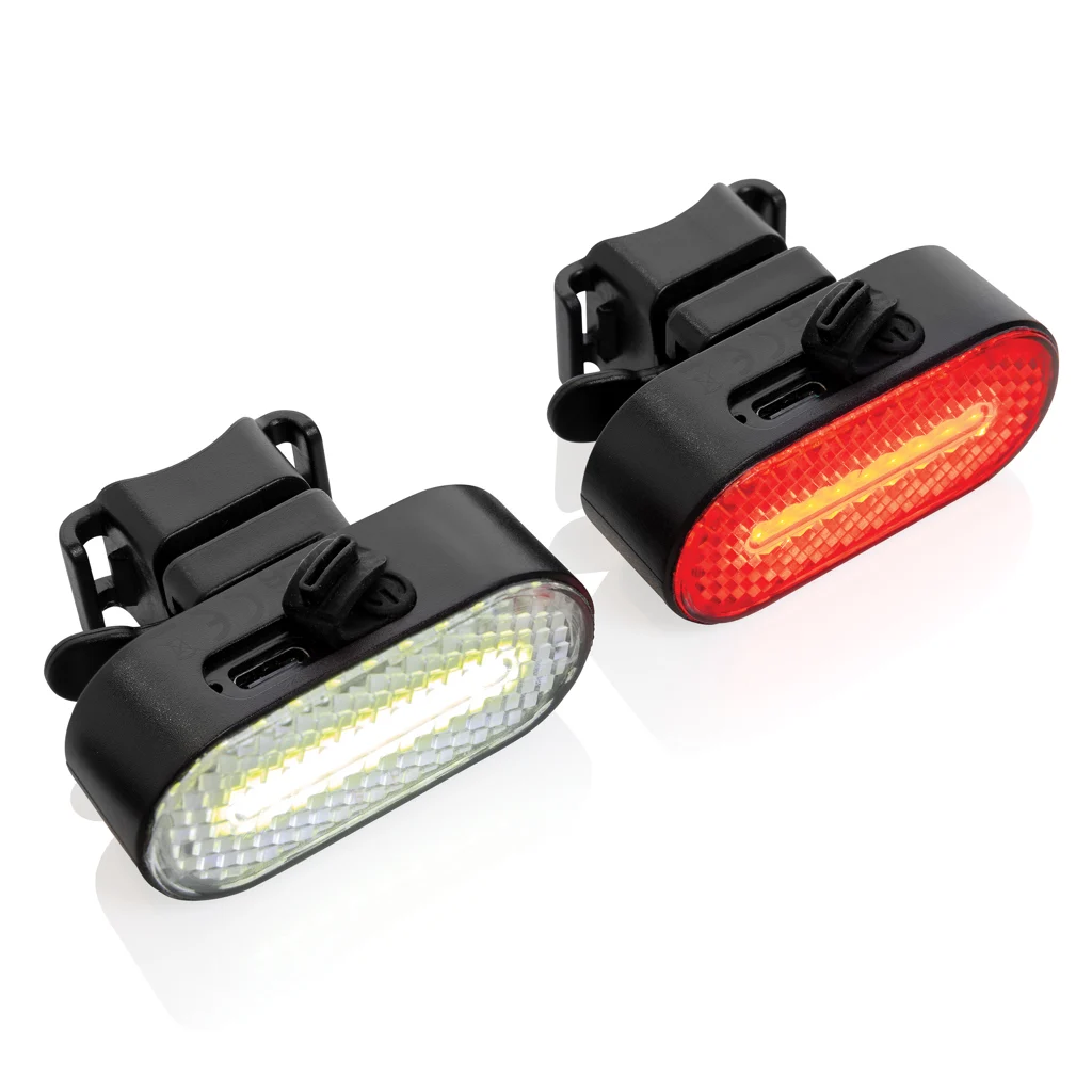 Lumino RCS rplastic USB-oplaadbare fietslamp set zwart