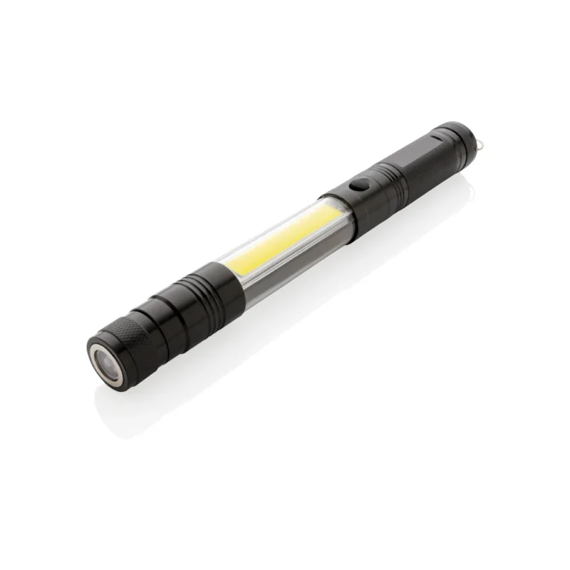 Uitschuifbare zaklamp met COB zwart
