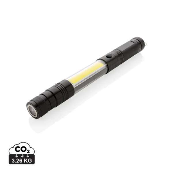 Uitschuifbare zaklamp met COB zwart