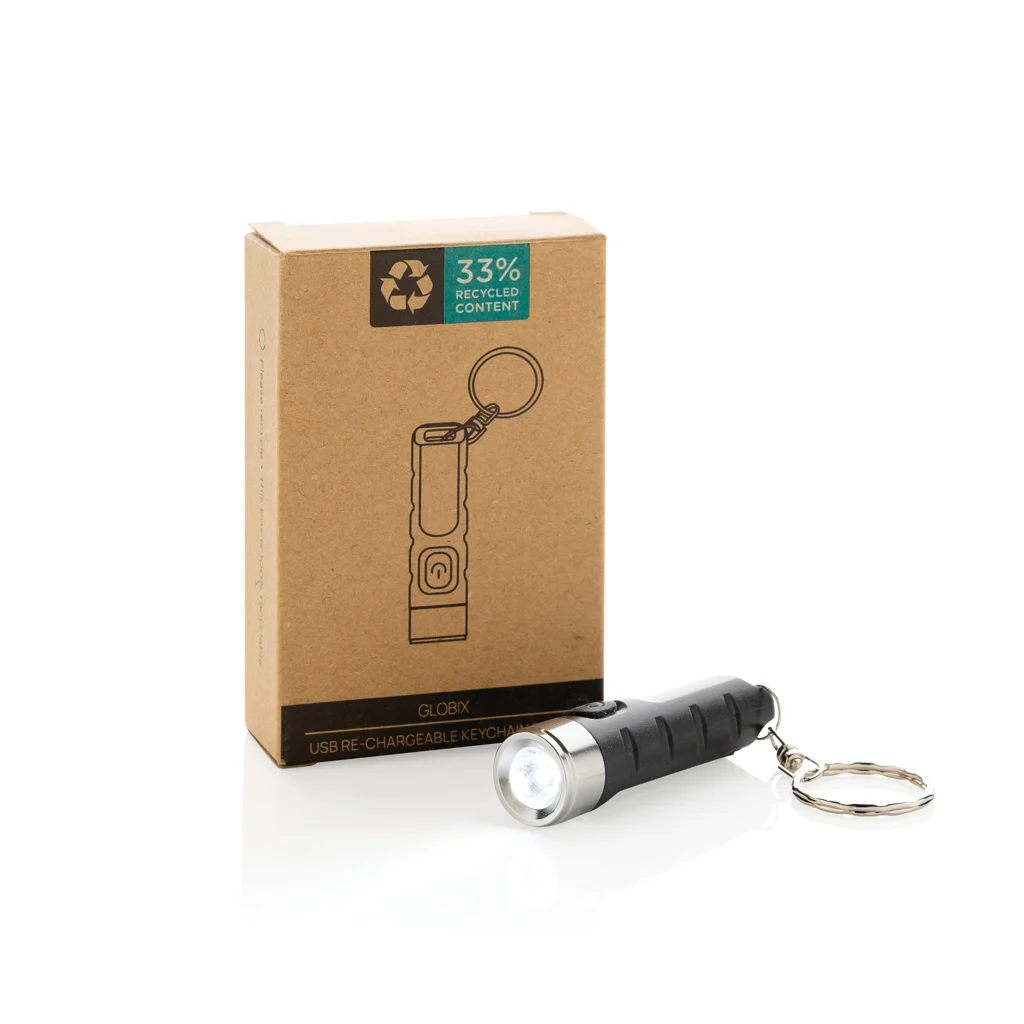 Globix RCS gerecycled plastic USB oplaadbare zaklamp