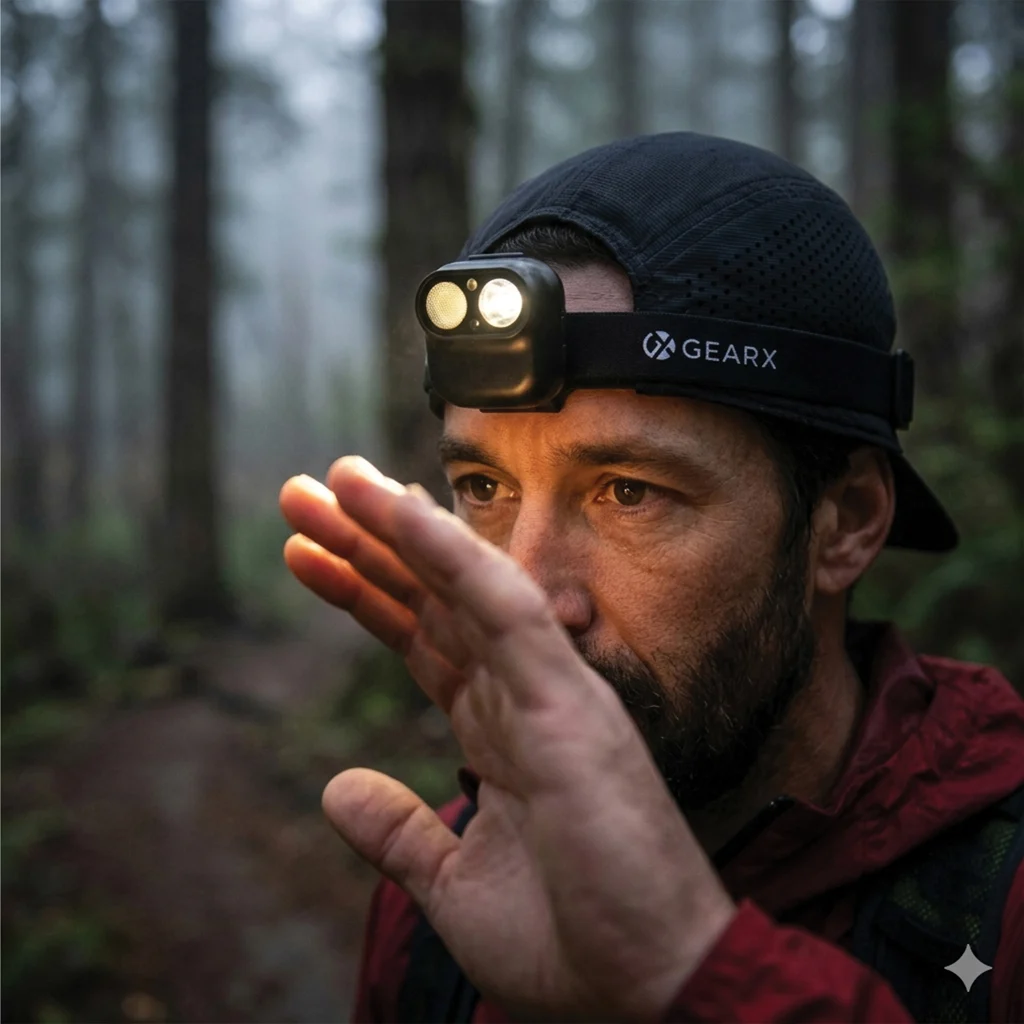 Gear X RCS recycled plastic hoofd lamp met motion sensor
