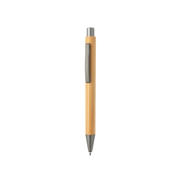Slim design bamboe pen bruin, zilver