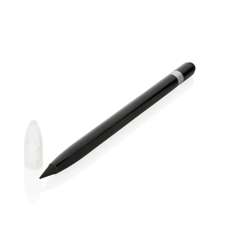 Aluminium inktloze pen met gum zwart