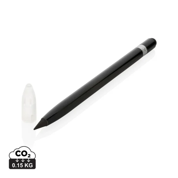 Aluminium inktloze pen met gum zwart
