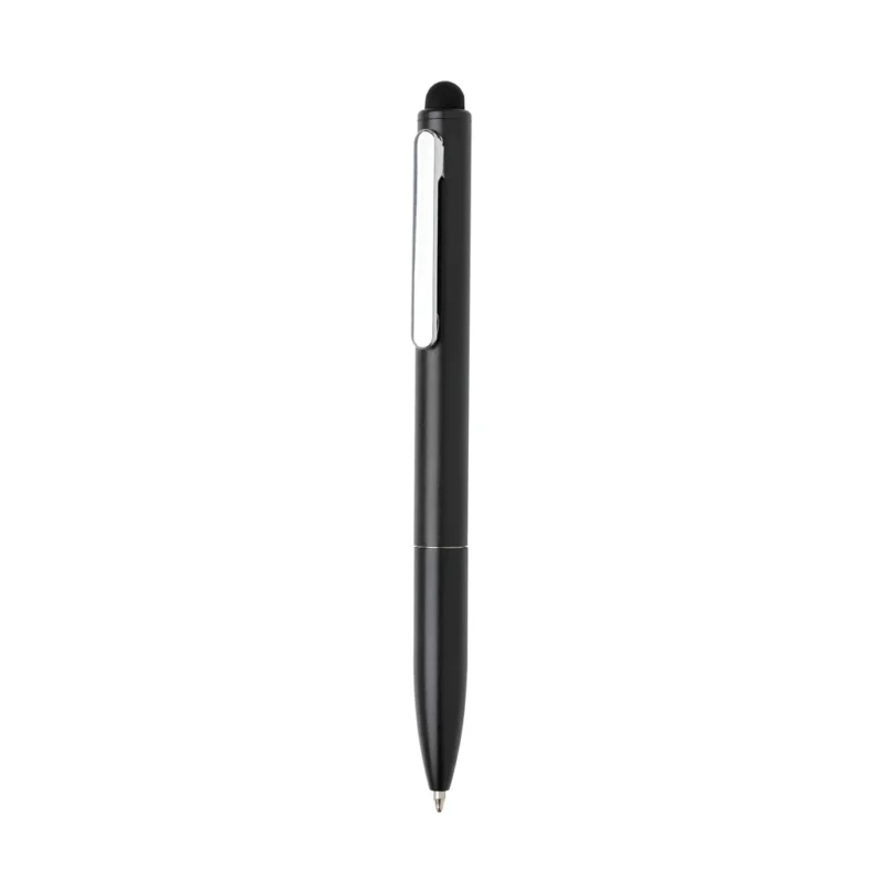 Kymi RCS-gecertificeerde gerecycled aluminium pen met stylus zwart