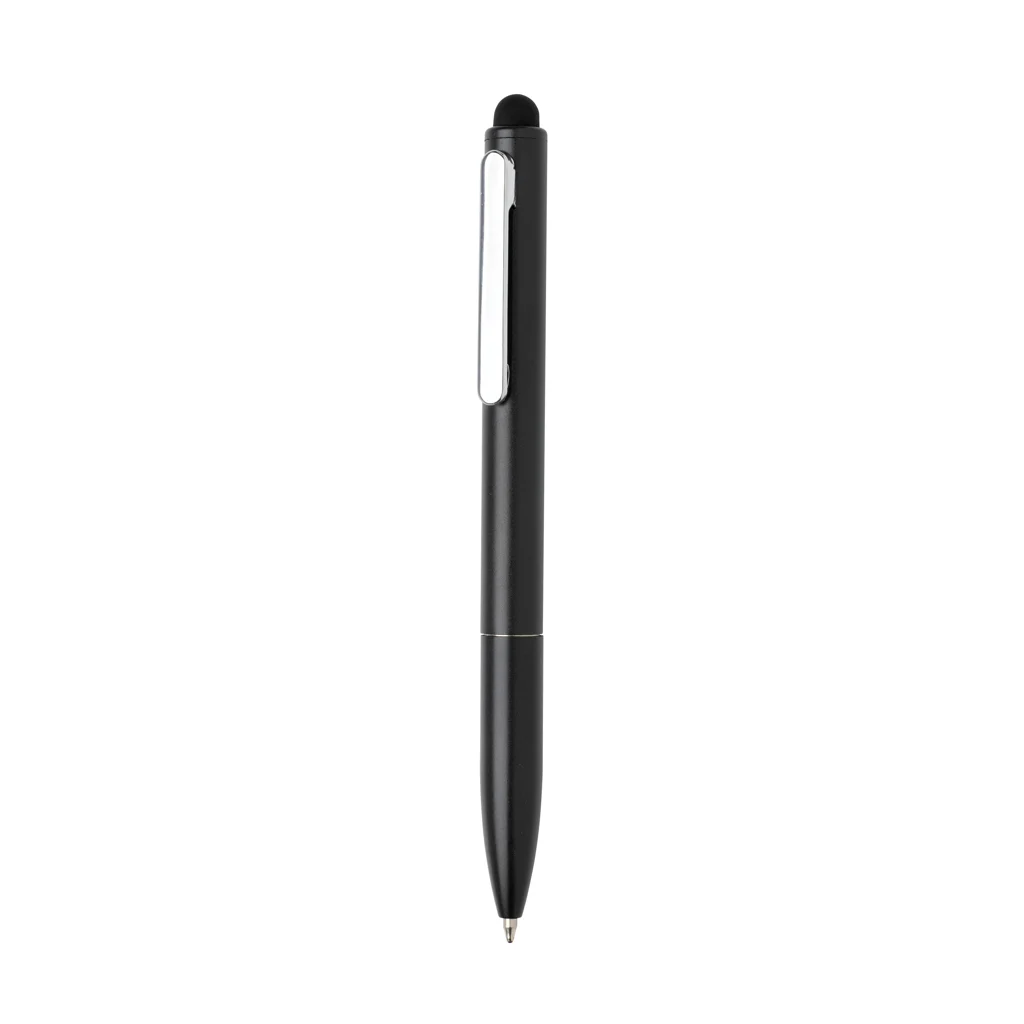 Kymi RCS-gecertificeerde gerecycled aluminium pen met stylus zwart