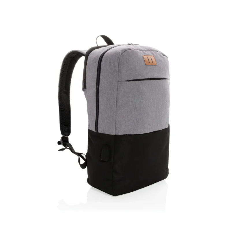 Modern 15.6" USB & RFID laptop rugzak PVC vrij zwart