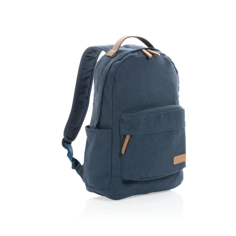 Impact AWARE™ 16 oz. recycled canvas laptop rugzak blauw