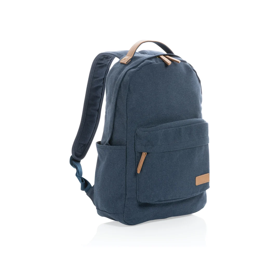 Impact AWARE™ 16 oz. recycled canvas laptop rugzak blauw