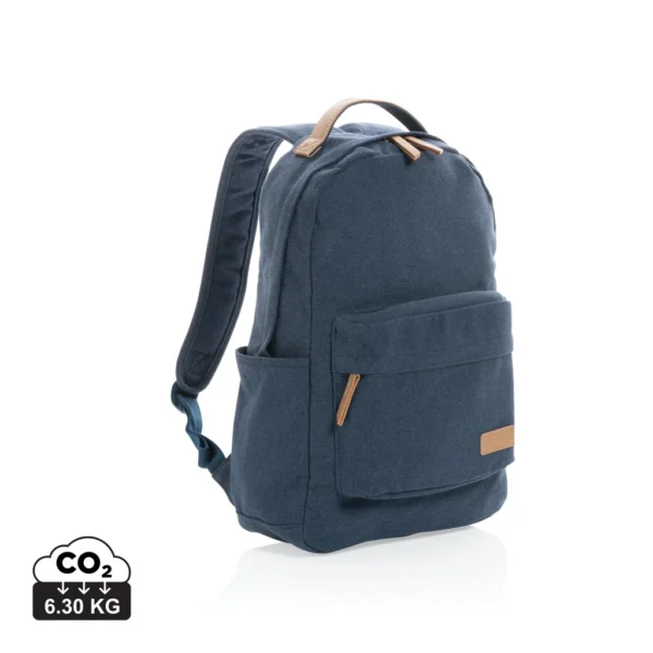 Impact AWARE™ 16 oz. recycled canvas laptop rugzak blauw