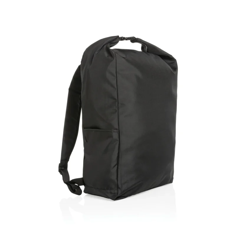 Impact AWARE™ RPET lichtgewicht rolltop rugzak zwart