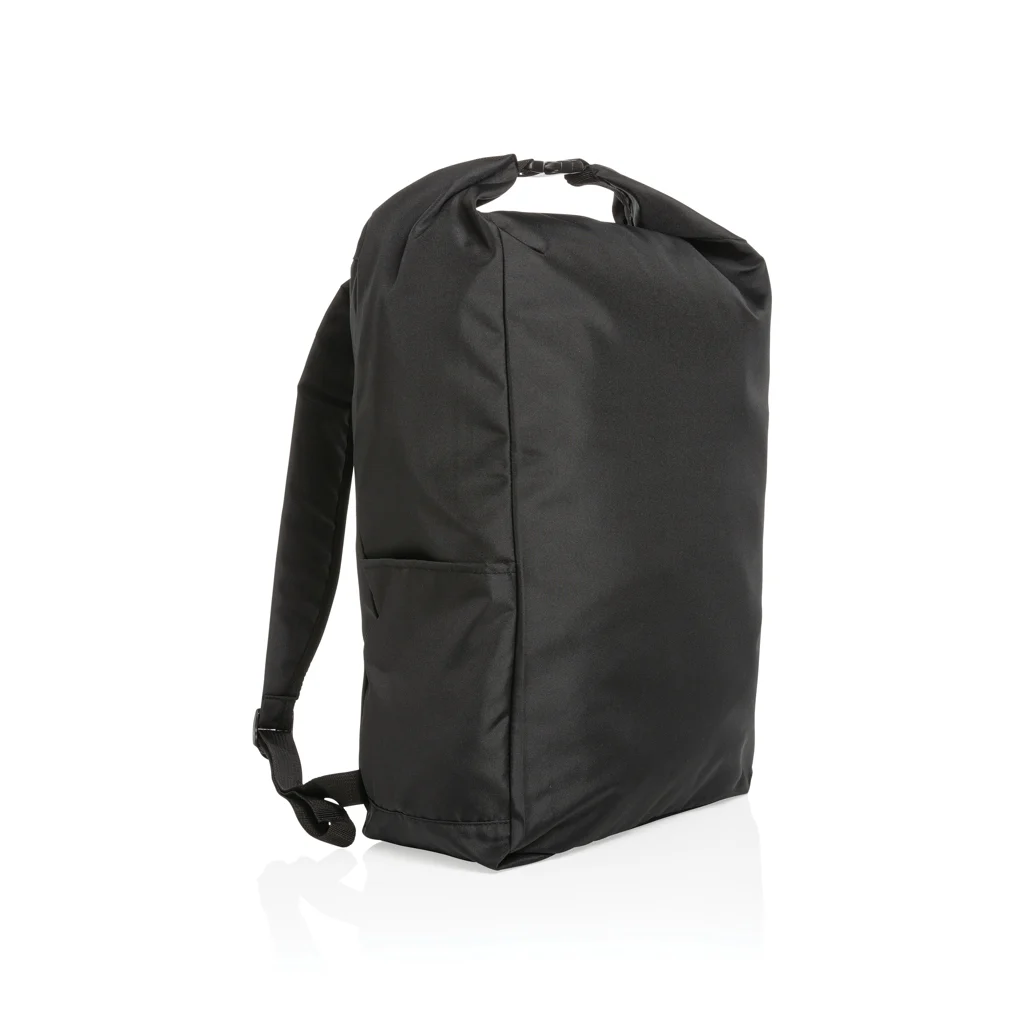 Impact AWARE™ RPET lichtgewicht rolltop rugzak zwart