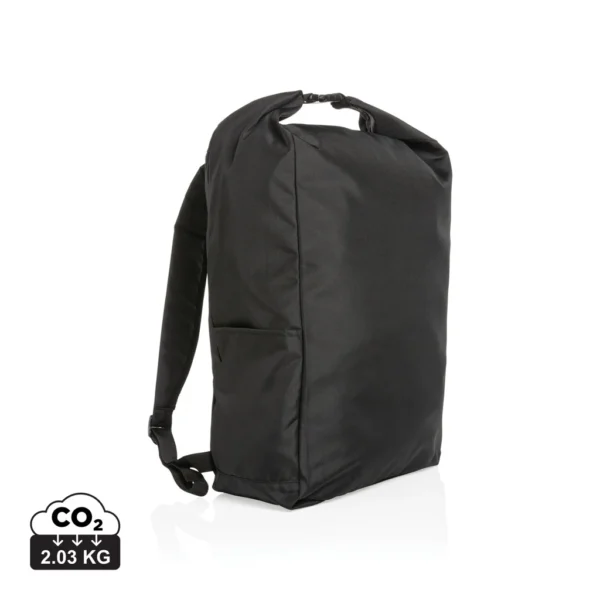 Impact AWARE™ RPET lichtgewicht rolltop rugzak zwart