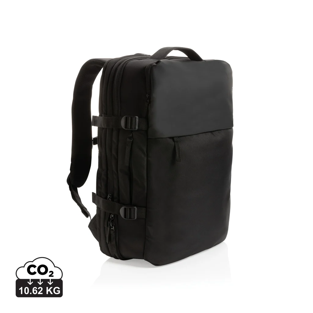 Swiss Peak AWARE™ RPET 15.6" uitbreidbare weekendrugzak zwart
