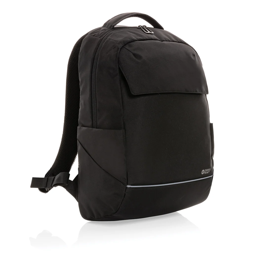 Swiss Peak Brooke AWARE™ RPET daily 15.6" laptop rugzak zwart