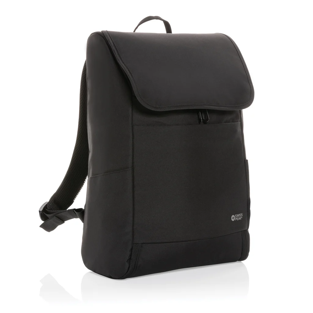 Swiss Peak Fern AWARE™ RPET allover zip 15" laptop rugzak zwart