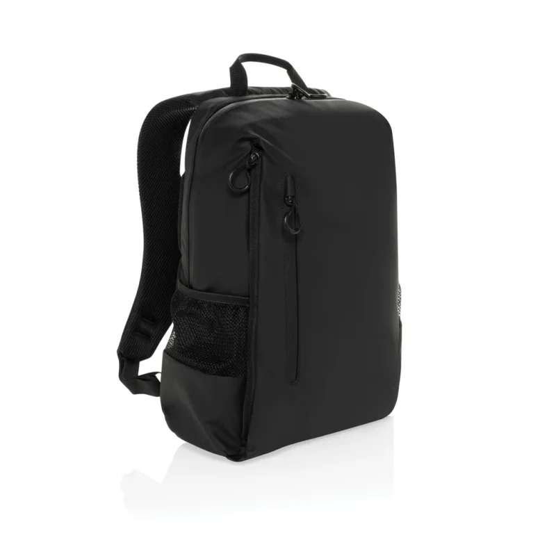 Lima Aware™ RPET waterbestendige 15,6 inch laptop rugzak zwart