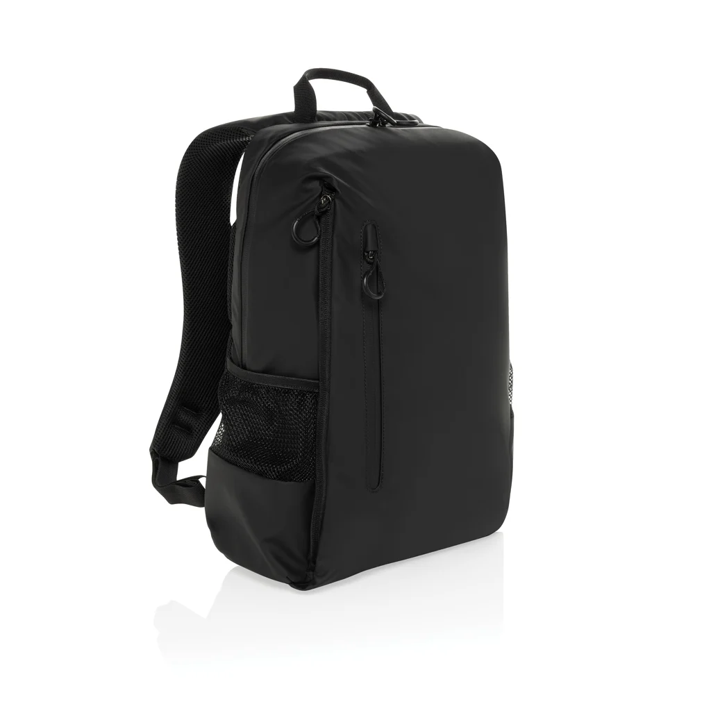 Lima Aware™ RPET waterbestendige 15,6 inch laptop rugzak zwart