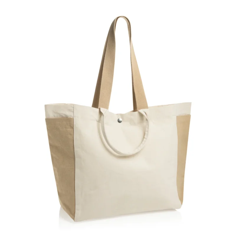 BEAU AWARE™ 400gsm recycled canvas all-round shopper gebroken wit