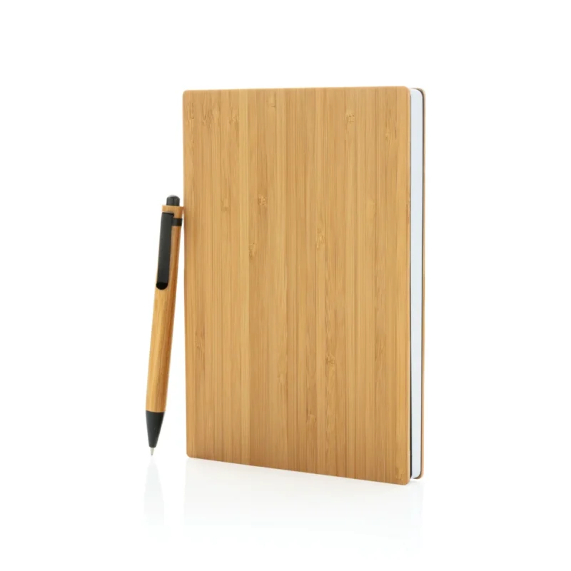 A5 Bamboe notitieboek & pen set bruin