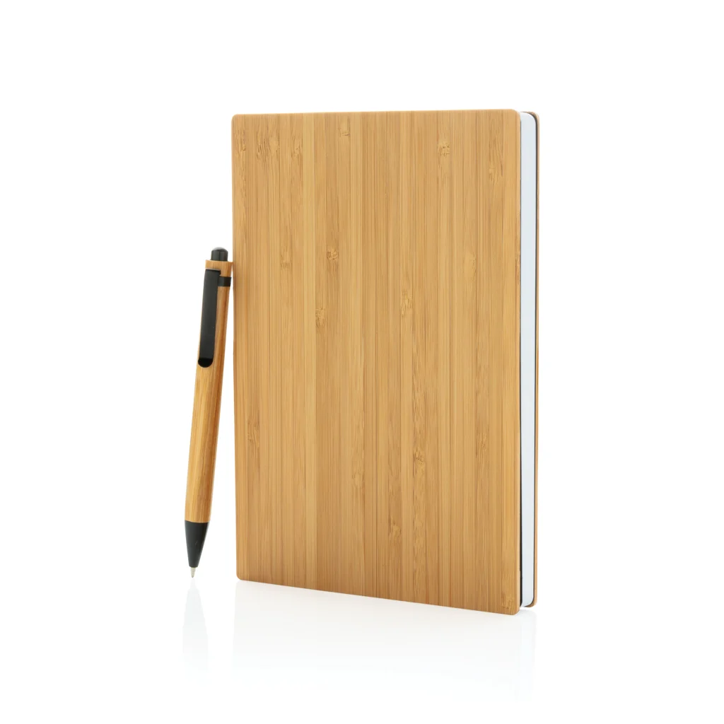 A5 Bamboe notitieboek & pen set bruin
