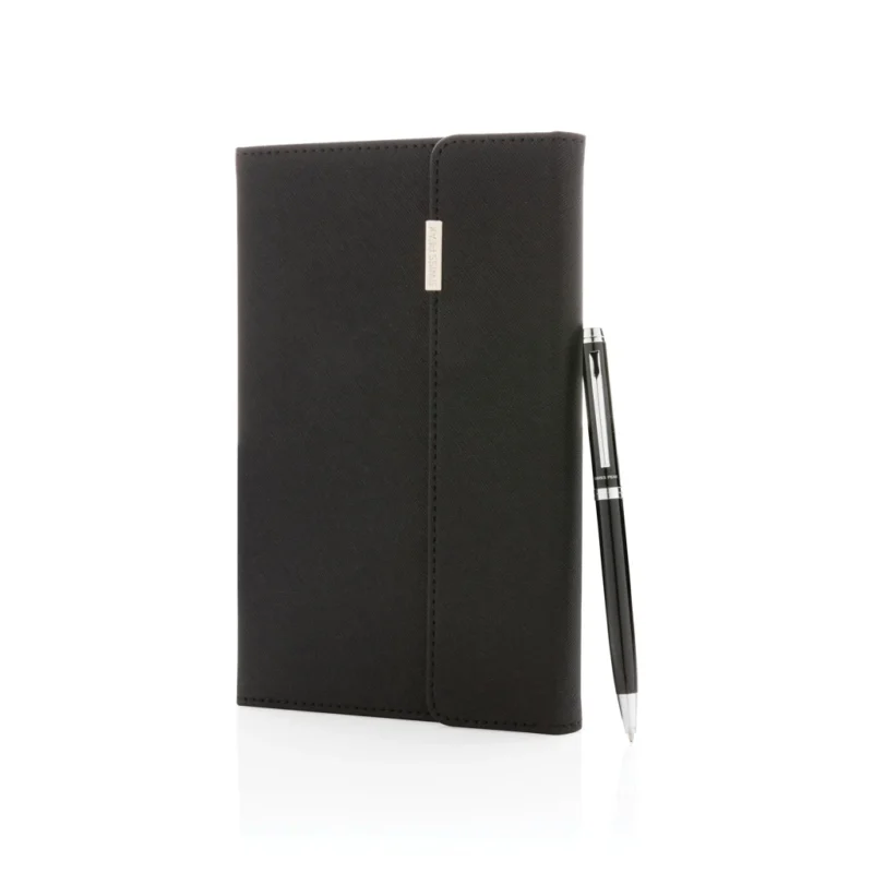 Swiss Peak deluxe A5 notitieboek en pen set zwart