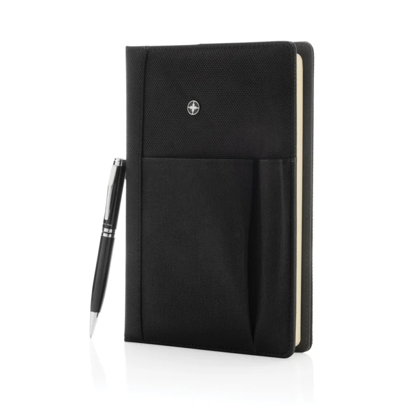 Hervulbaar notitieboek en pen set zwart