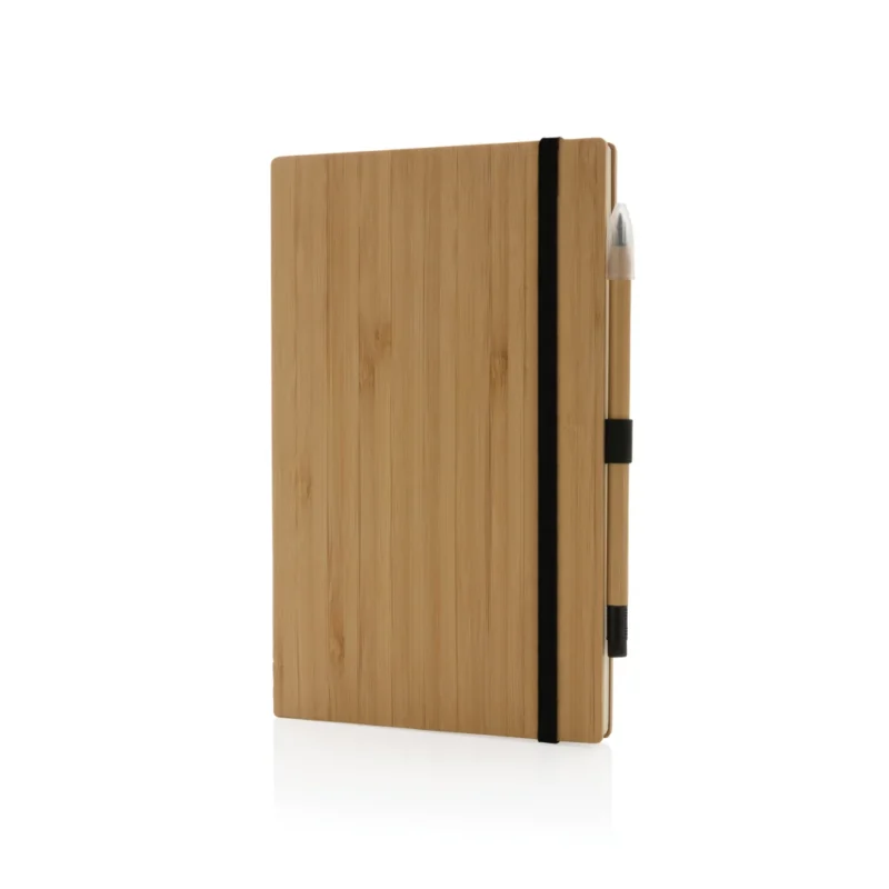 Bamboe notitieboek en infinity potlood set bruin