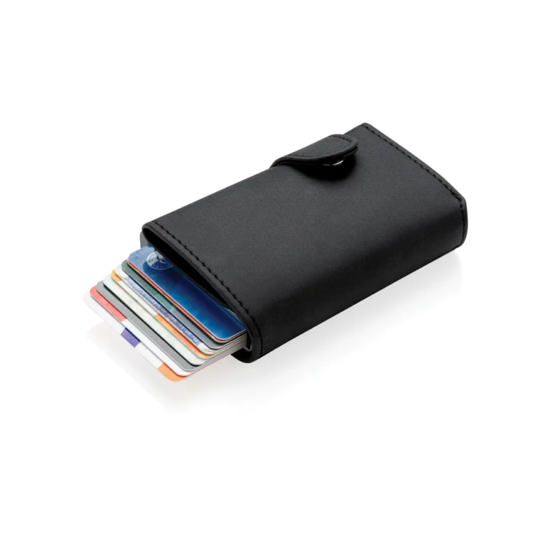 Standaard aluminium RFID kaarthouder met PU portemonnee zwart