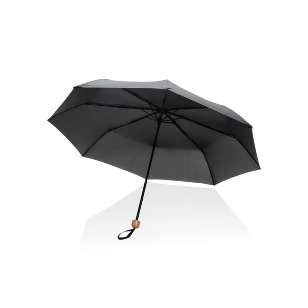 20.5" Impact AWARE™ RPET 190T pongee bamboe miniparaplu zwart