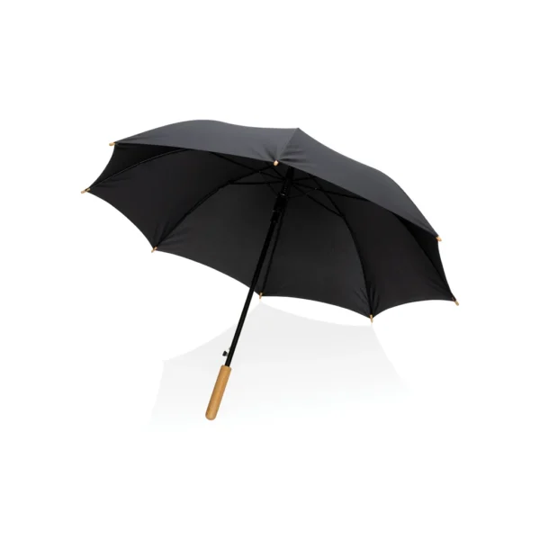 23" Impact AWARE™ RPET 190T auto open bamboe paraplu zwart