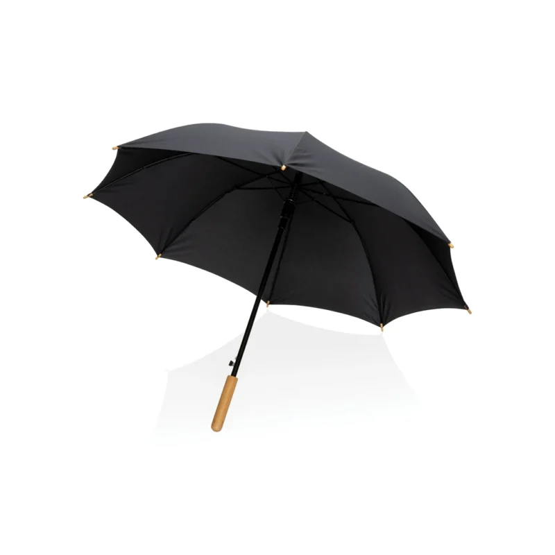 23" Impact AWARE™ RPET 190T auto open bamboe paraplu zwart