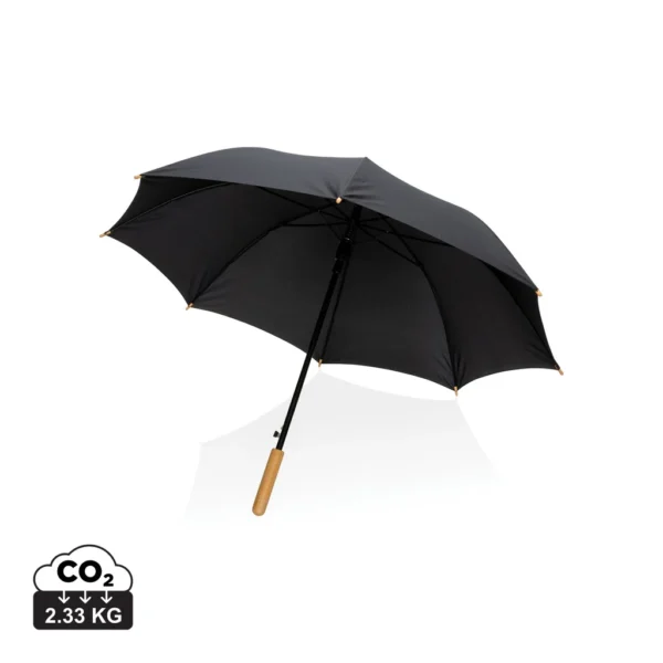 23" Impact AWARE™ RPET 190T auto open bamboe paraplu zwart