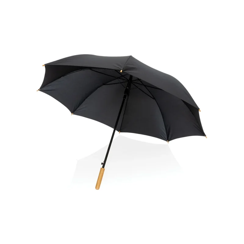 27" Impact AWARE™ RPET 190T auto open bamboe paraplu zwart