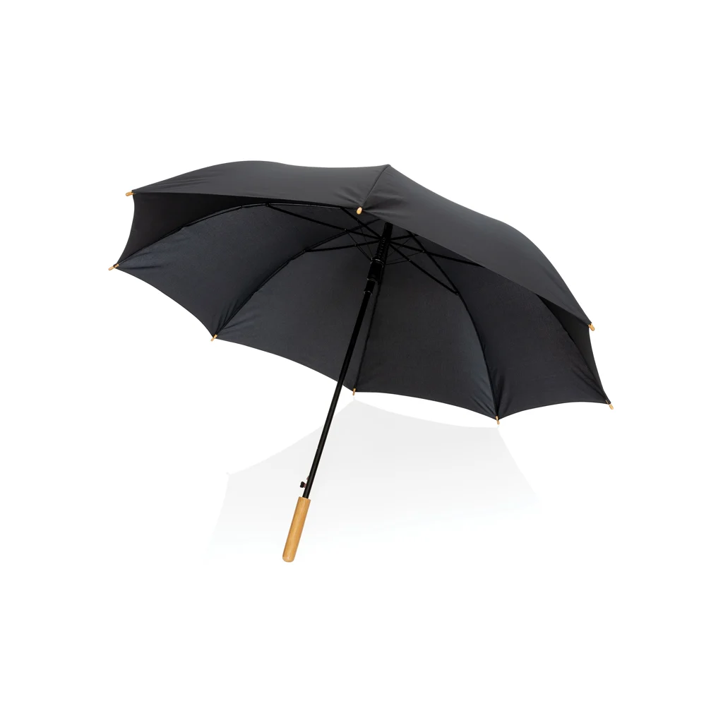 27" Impact AWARE™ RPET 190T auto open bamboe paraplu zwart