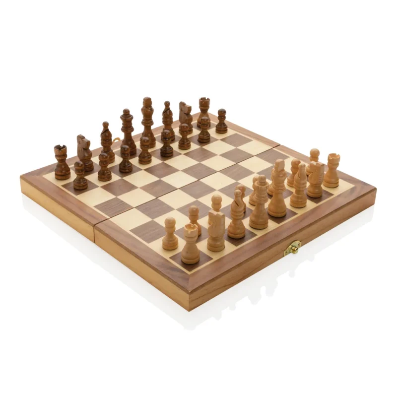 Luxe houten opvouwbaar schaakspel bruin
