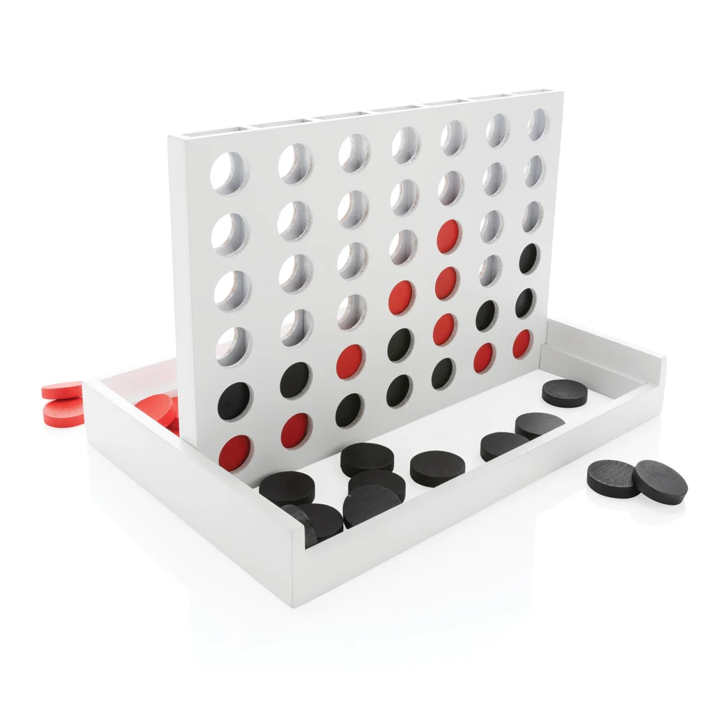 Connect houten vier-op-een-rij spel wit